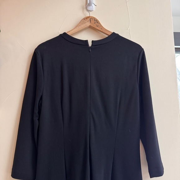 Talbots Black Long Sleeve Pleated Front Midi Shift Womens Size 12 - Picture 5 of 13